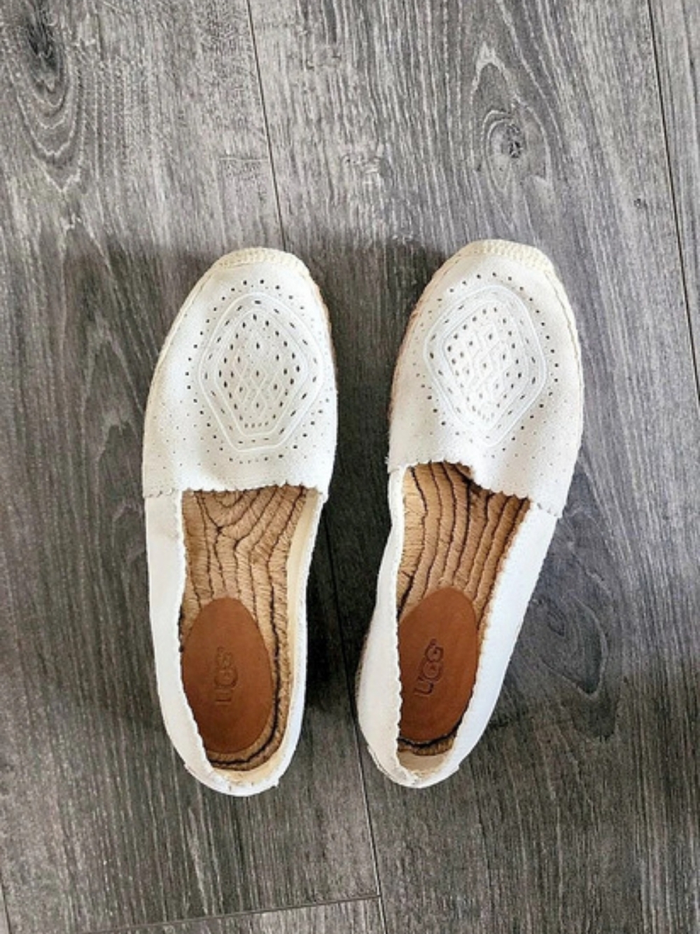 UGG Heidi Perforated Suede Espadrille White